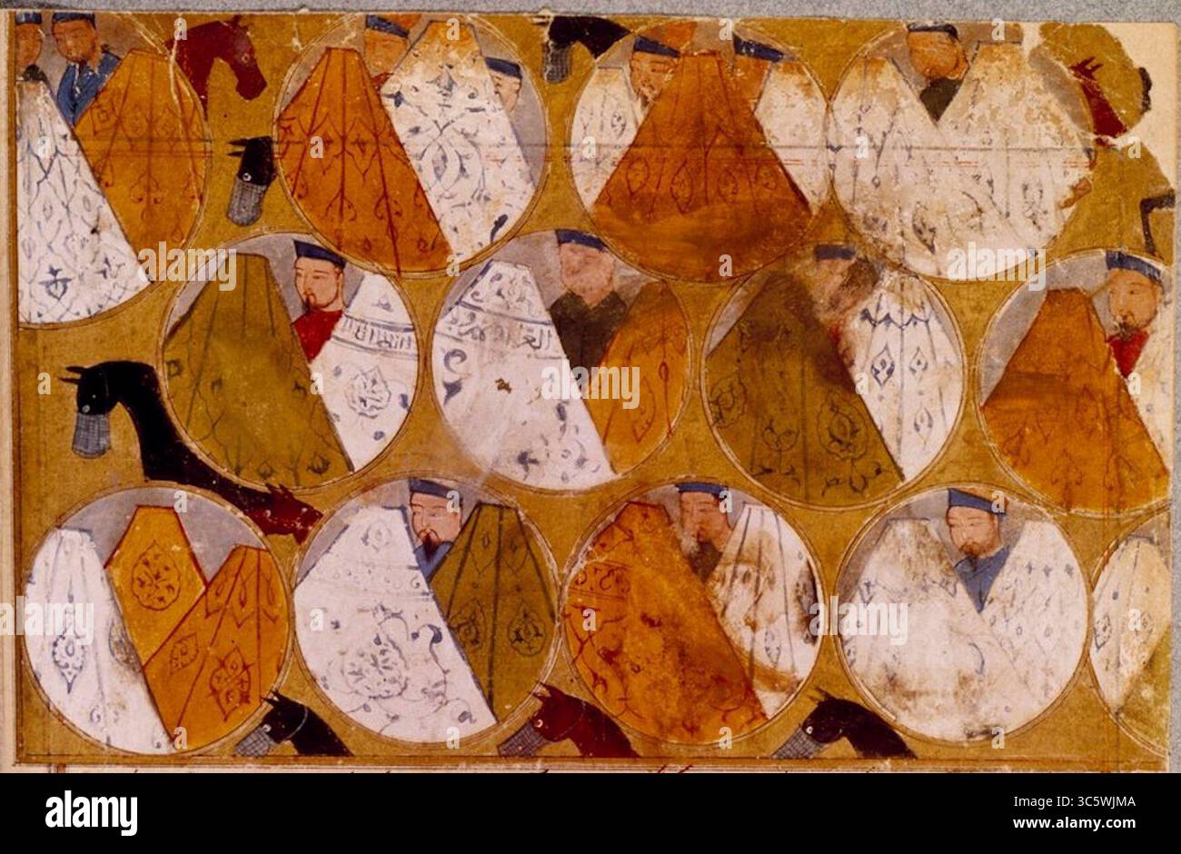 Tende mongole di Gengis Khan (1162-1227) Gengis Khan ha i seguaci di Djamuqua, un mongolo della tribù Jadjirat gettato nei calderoni. Miniatura persiana tratta da Jami al-tawarikh (Jami al tawarikh). Foto Stock