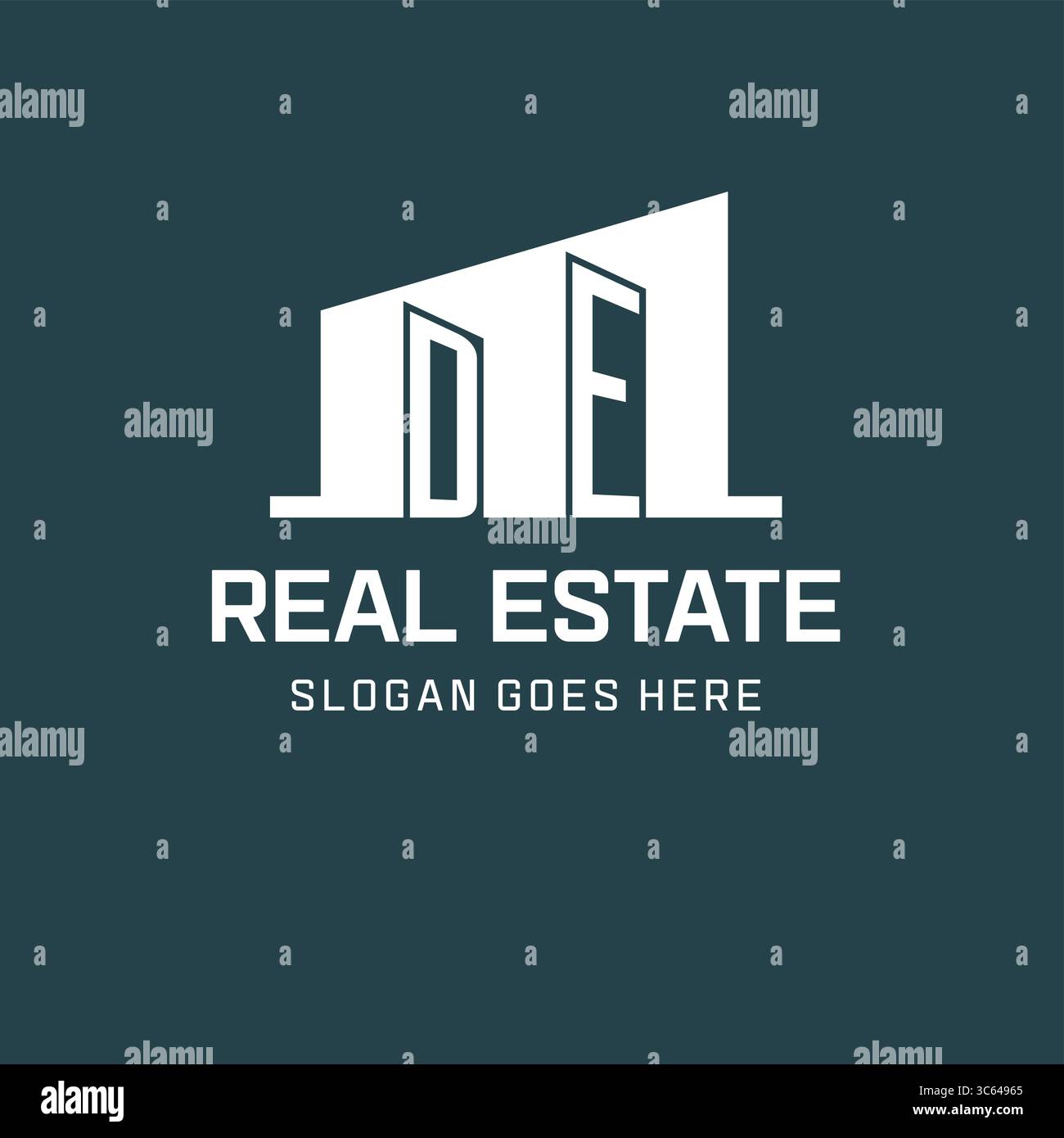 Logo DE iniziale per il settore immobiliare con semplice icona di costruzione, grafica vettoriale delle idee di design Illustrazione Vettoriale