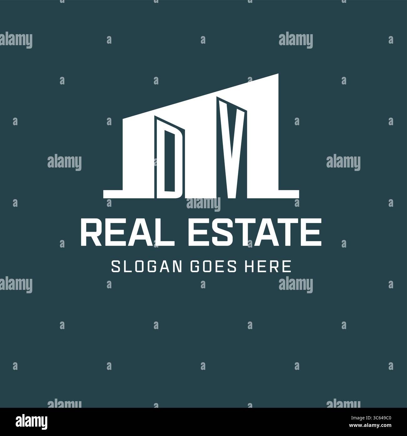 Logo DV iniziale per gli immobili con semplice icona di costruzione design idee grafica vettoriale Illustrazione Vettoriale