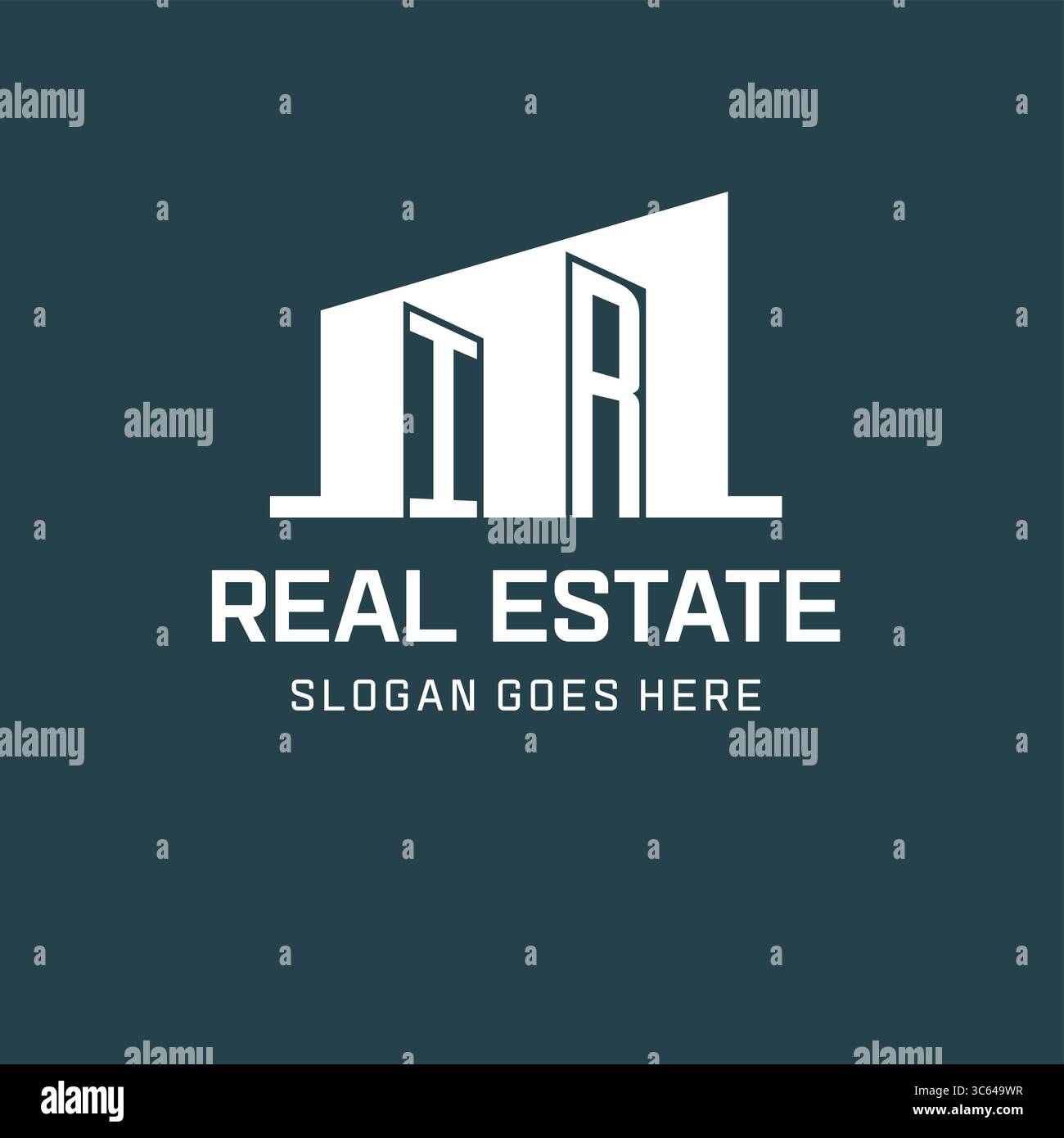 Logo IR iniziale per gli immobili con semplice icona di costruzione design idee grafica vettoriale Illustrazione Vettoriale