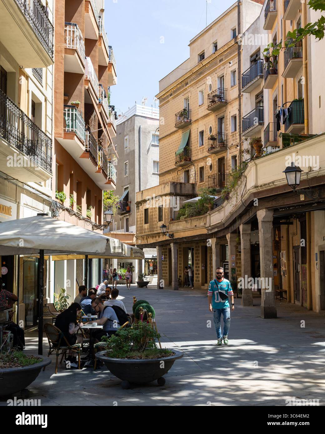 Il quartiere El Born, parte della ciutat Vella (città vecchia), Barcellona, Spagna. Foto Stock