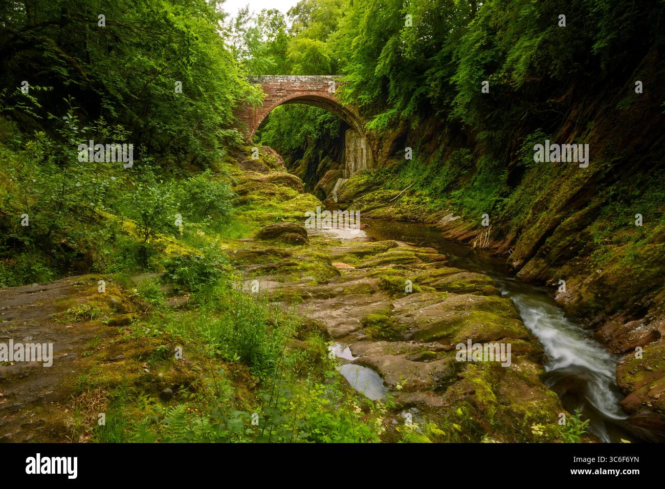 The Rocks of Solitude è una passeggiata panoramica lungo il fiume North Esk vicino alla città di Brechin, Angus, Scozia Foto Stock