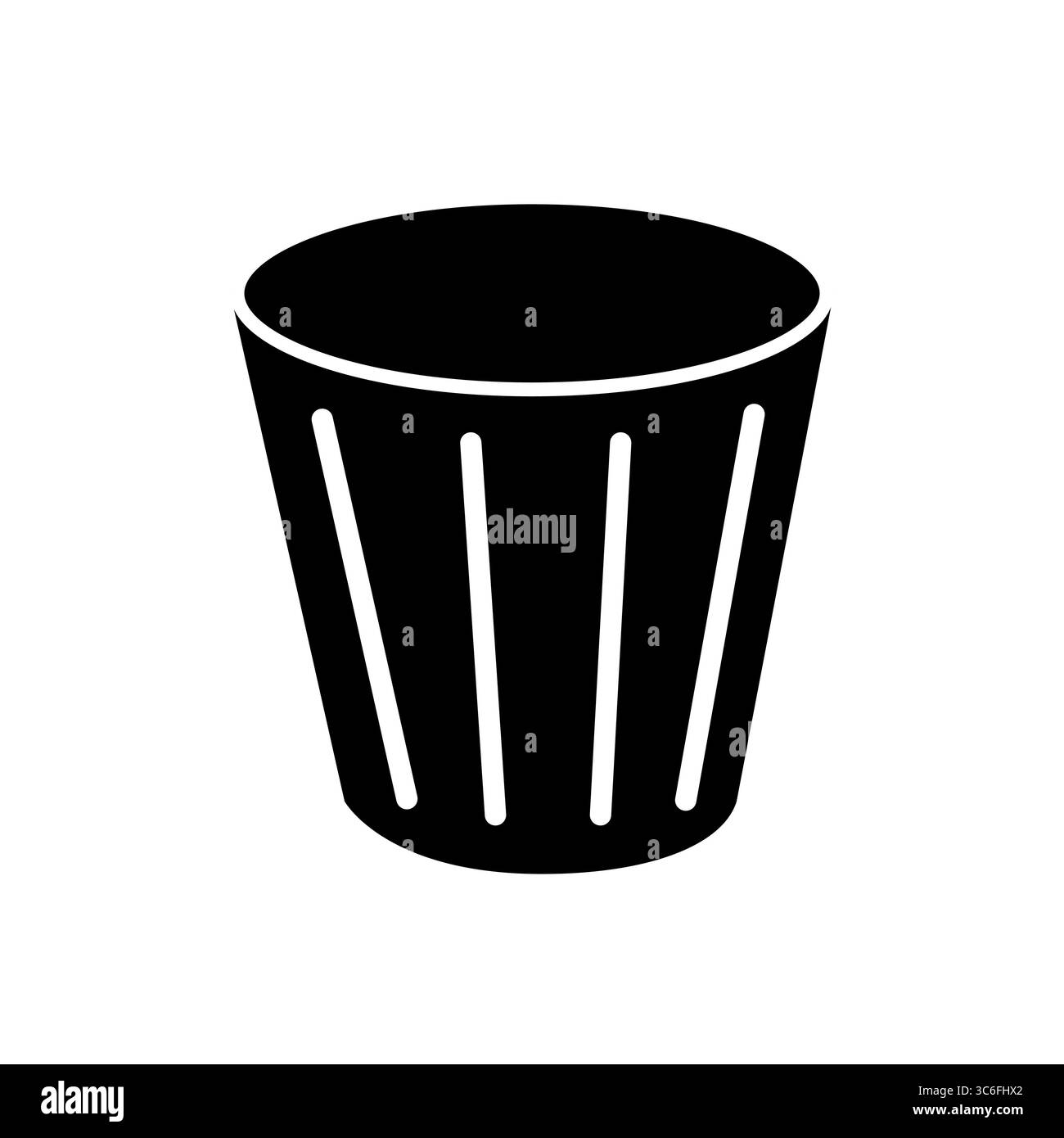 Design minimalista a icone del cestino in bianco e nero per la gestione dei rifiuti Illustrazione Vettoriale