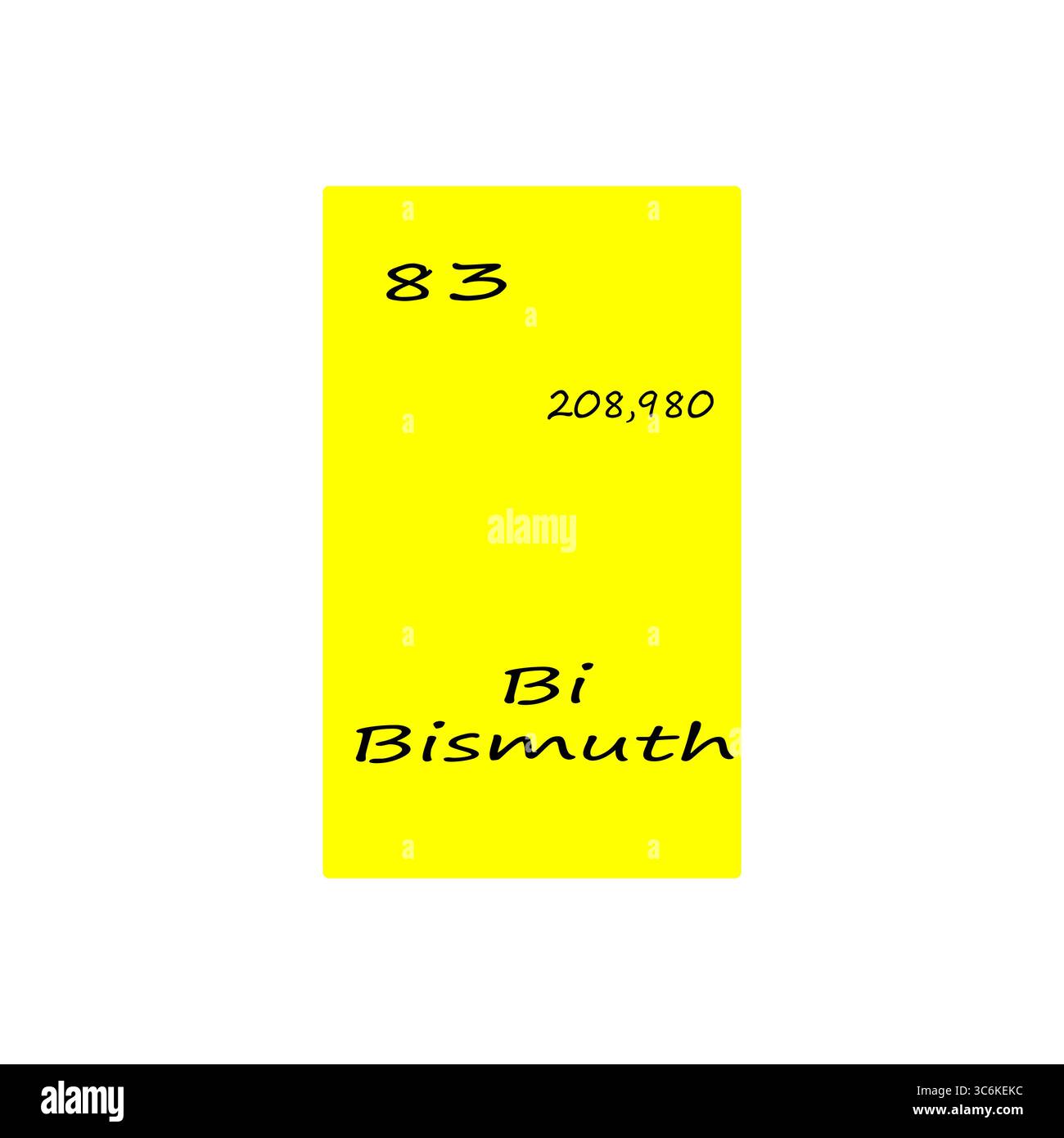 Icona elemento bismuto. Ottantatré numeri. Duecentootto messa. Tavola periodica vettoriale. Illustrazione Vettoriale