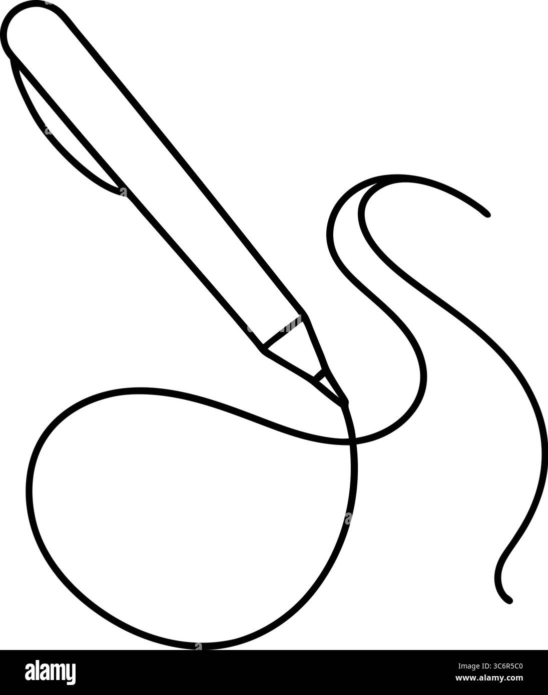 Penna che disegna una linea a vortice Illustrazione Vettoriale