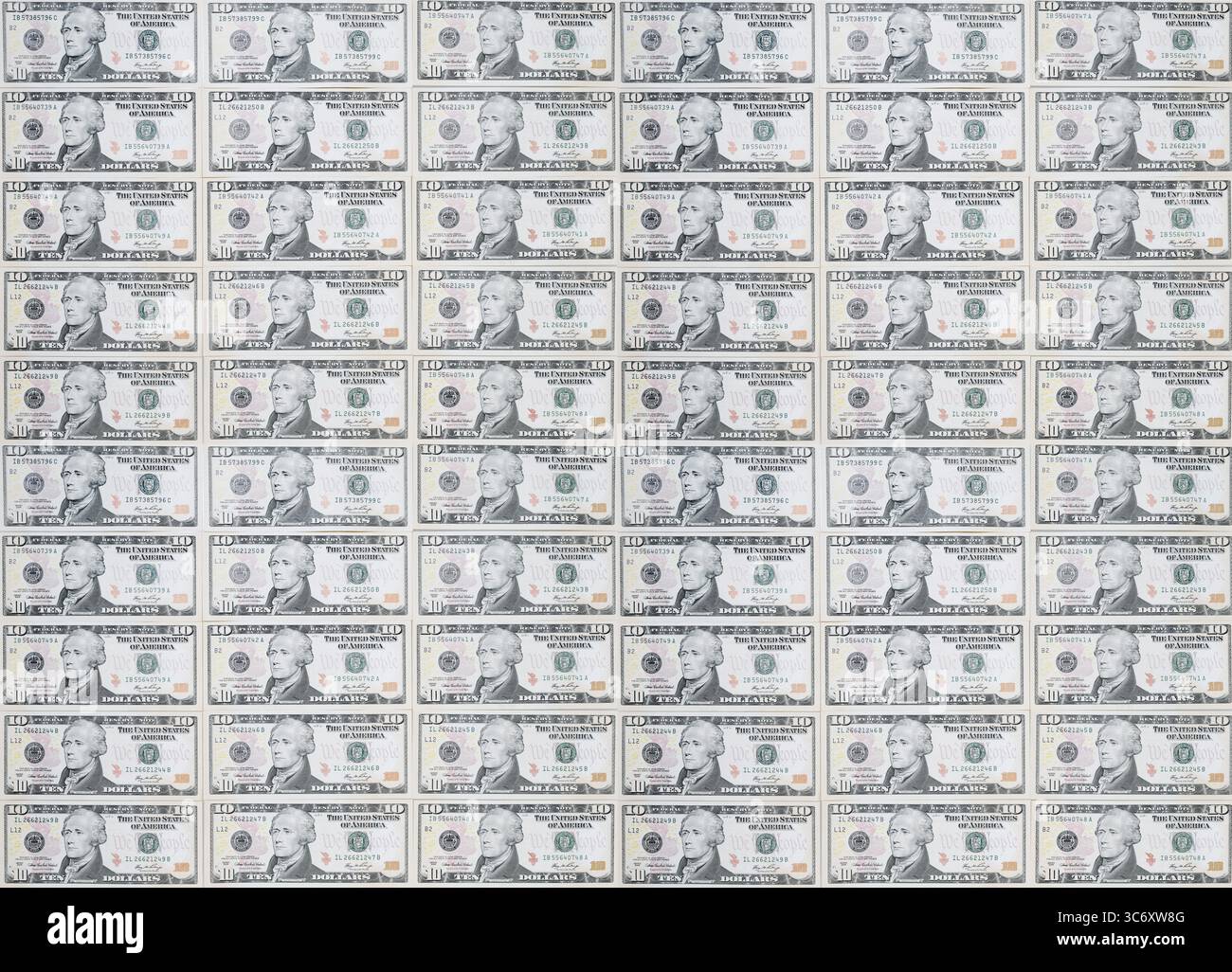Banconote da 10 dollari, banconote da 10 dollari Foto Stock