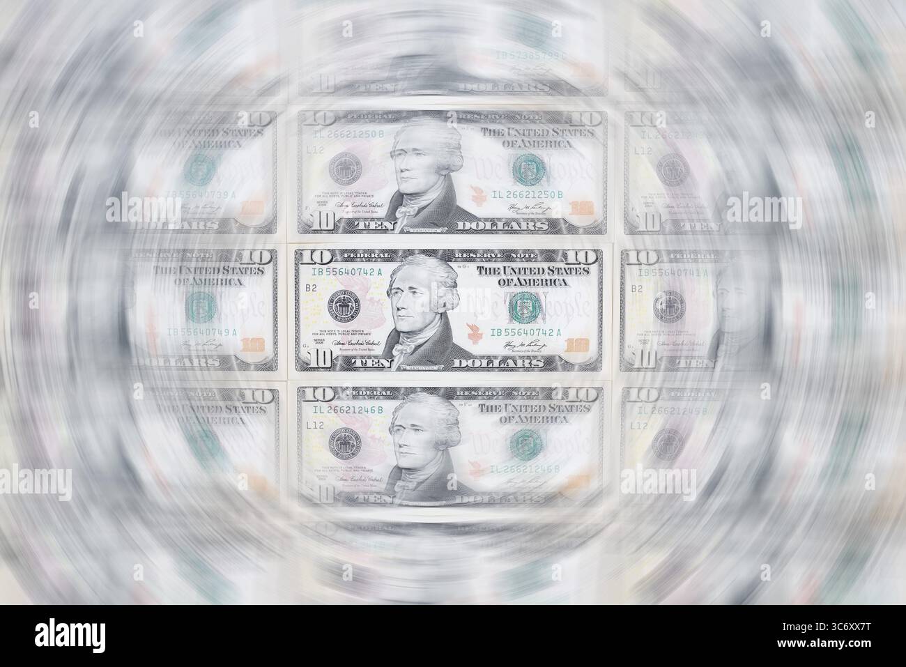 Banconote da 10 dollari, banconote da 10 dollari Foto Stock