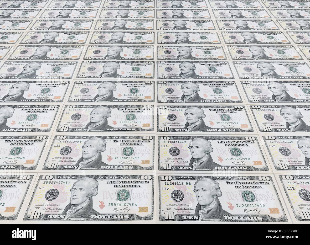 Banconote da 10 dollari, banconote da 10 dollari Foto Stock