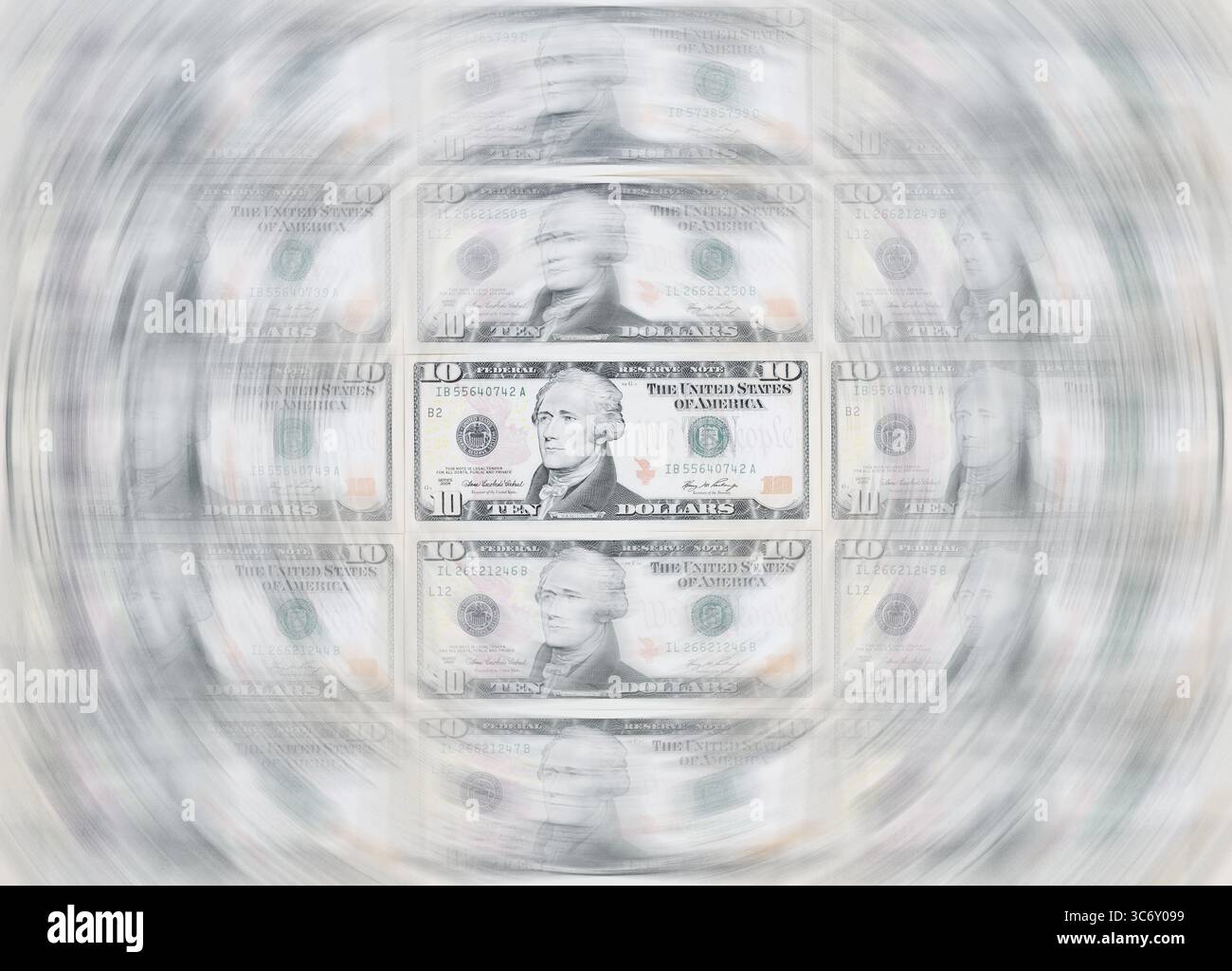 Banconote da 10 dollari, banconote da 10 dollari Foto Stock