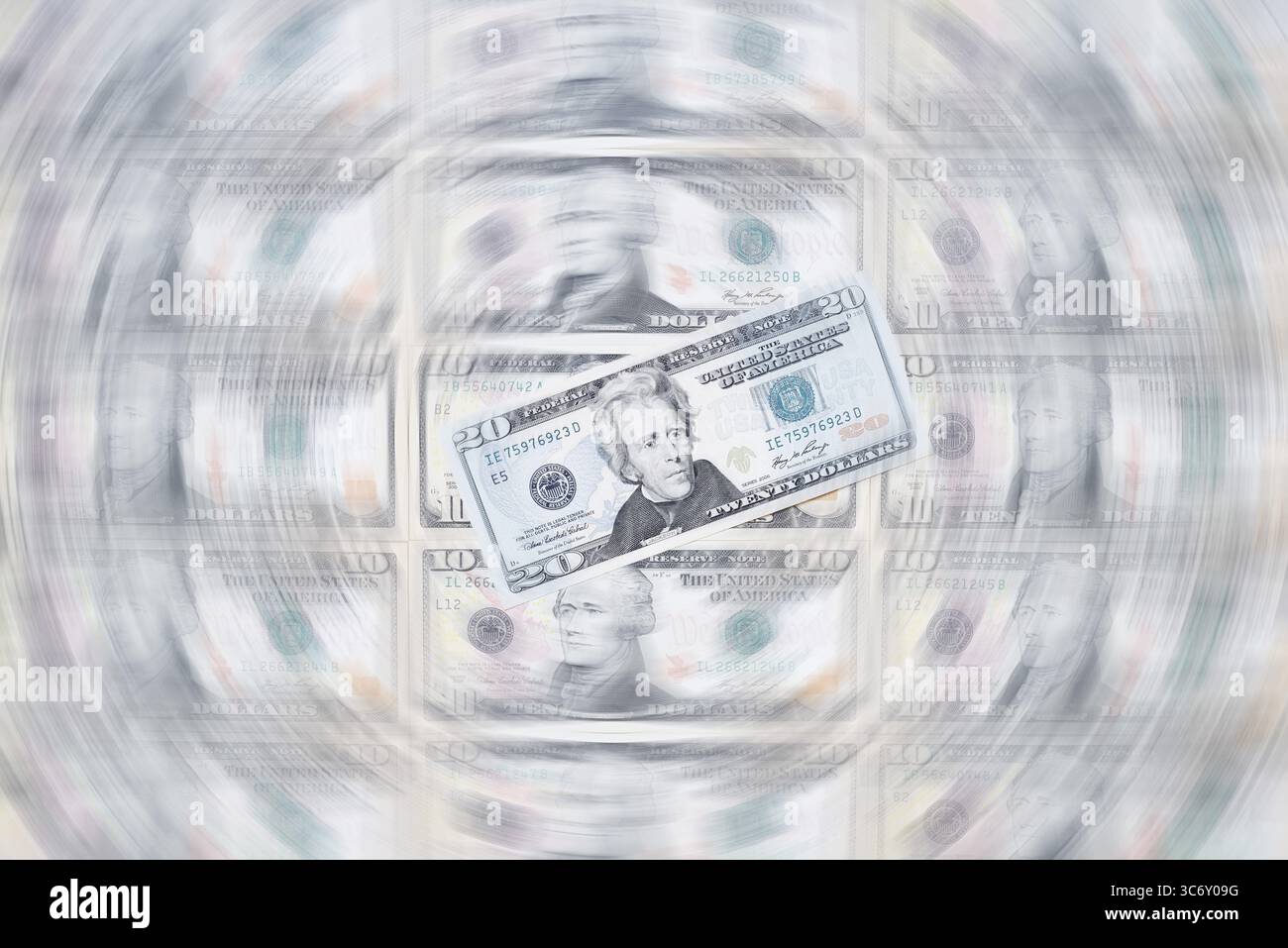Banconote da 10 dollari, 20 dollari, banconote Foto Stock