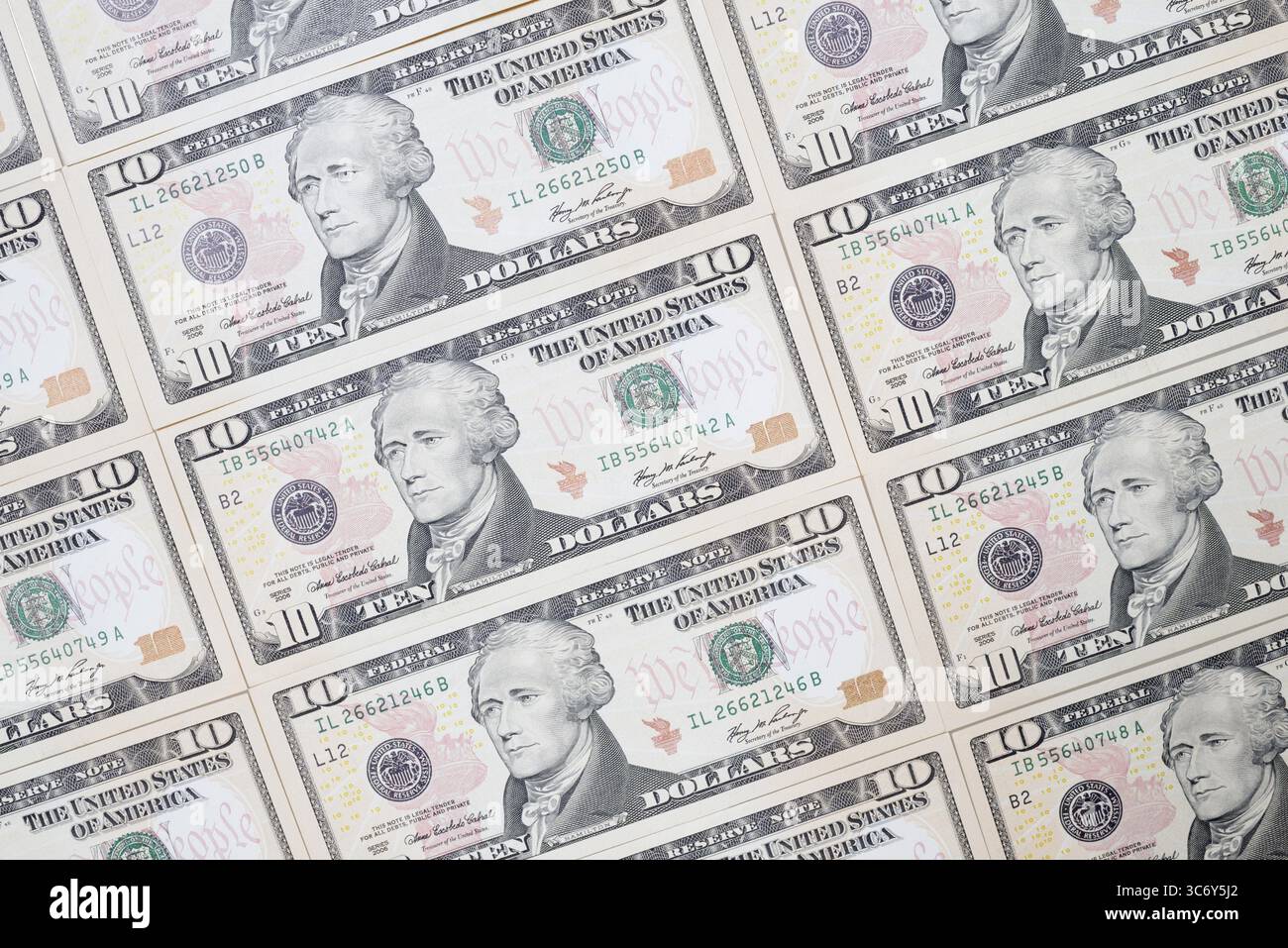 Banconote da 10 dollari, banconote da 10 dollari Foto Stock