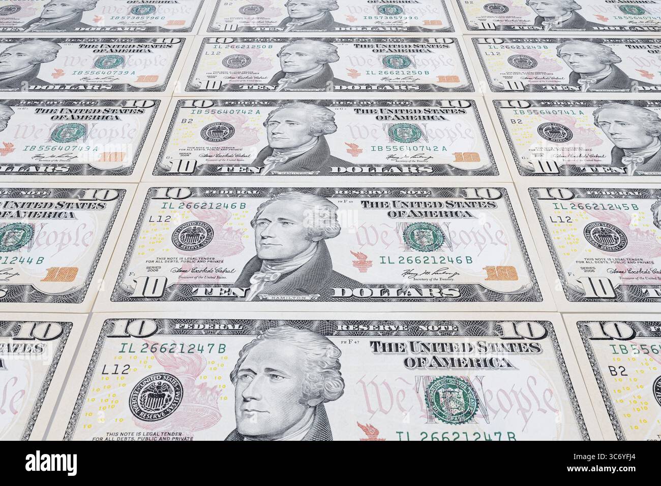 Banconote da 10 dollari, banconote da 10 dollari Foto Stock