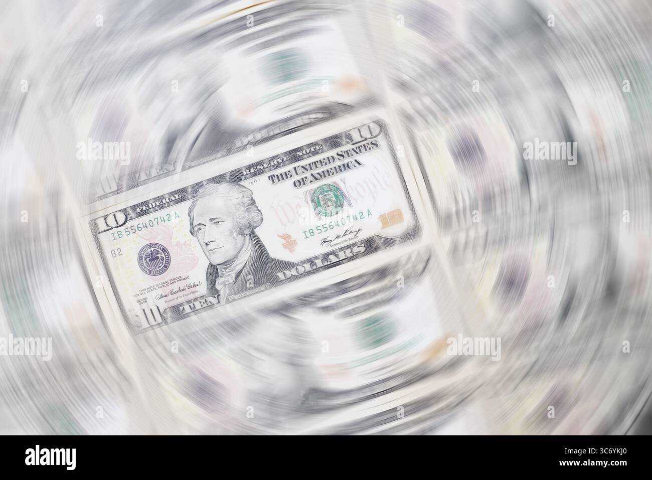Banconote da 10 dollari, banconote da 10 dollari Foto Stock