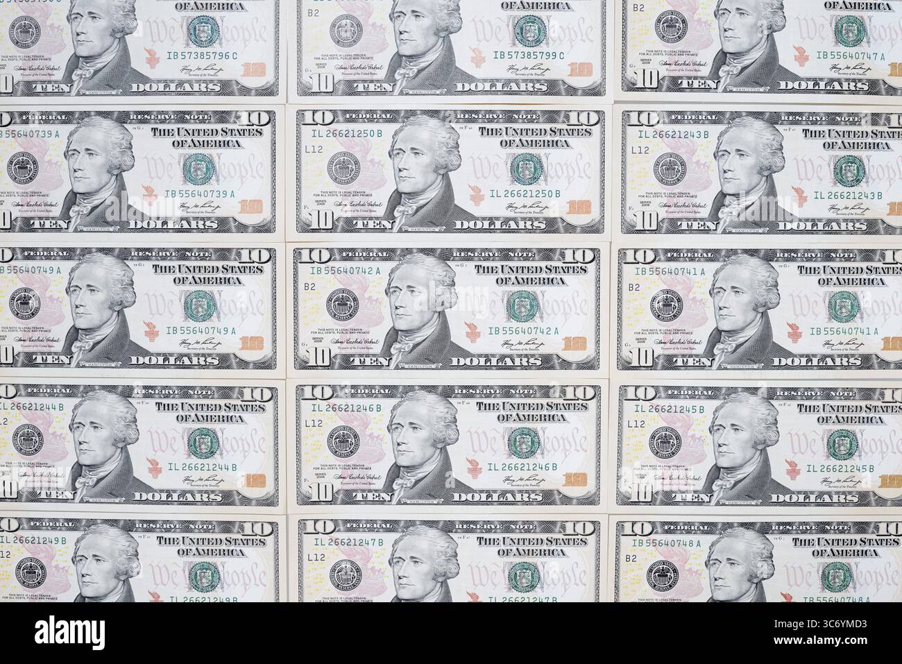 Banconote da 10 dollari, banconote da 10 dollari Foto Stock