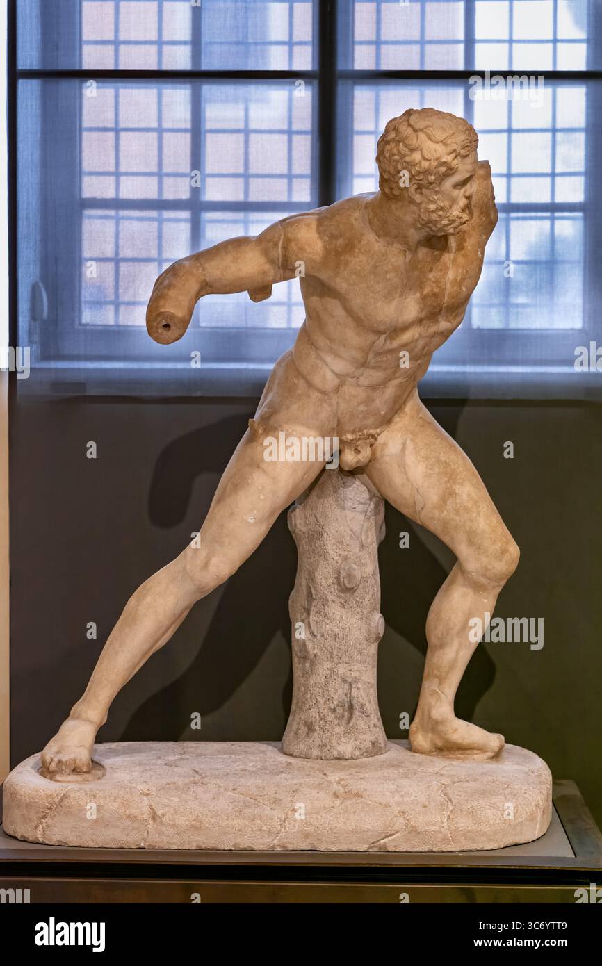 Statua di Ercole combattente dal marmo pentelico nei Musei Capitolini, Roma, Italia. Foto Stock