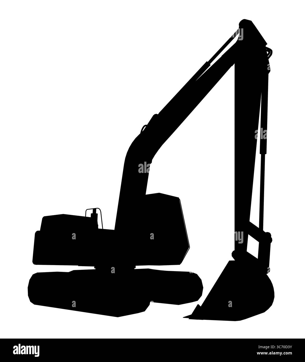 Silhouette di un escavatore Foto Stock