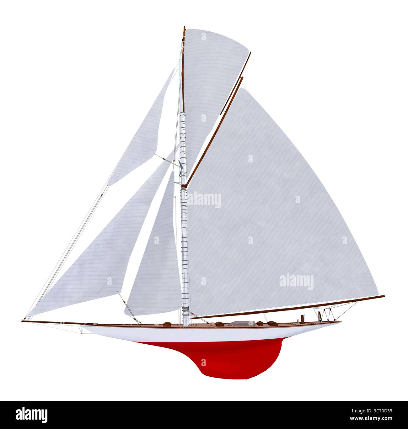 Yacht a vela isolato su sfondo bianco Foto Stock