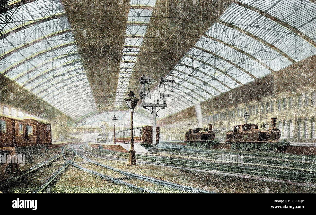 Cartolina che mostra l'interno di New Street Station , Birmingham , West Midlands , Inghilterra . 25 dicembre 1906 Foto Stock