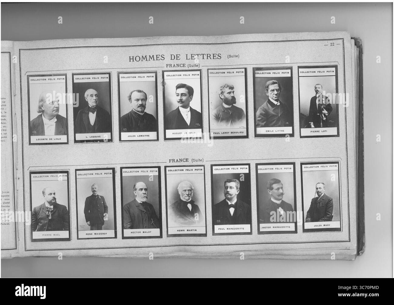 COLLEZIONE FELIX POTIN HOMMES DE LETTRES (prima fila l-r) FRANCIA: LeConte de Lisle (Charles) 1818-1894 1830 1810-1883 - Legouve (Ernest) 1807-1903 1860 - Lemaitre (Jules) - le Roux (Hugues) 1860 - Leroy-Beaulieu (Paul) 1843 - Littre (Maximilien-Paul-Emile) 1801-1881 - Loti (Pierre) 1850 HOMMES DE LETTRES (ultima fila l-r) FRANCIA: Maguery-Maritte - Paul-Maritte - Marzén (1862) 1862 - Paul-Marén-Marén-Émile) 1856 (1853 1851) Foto Stock