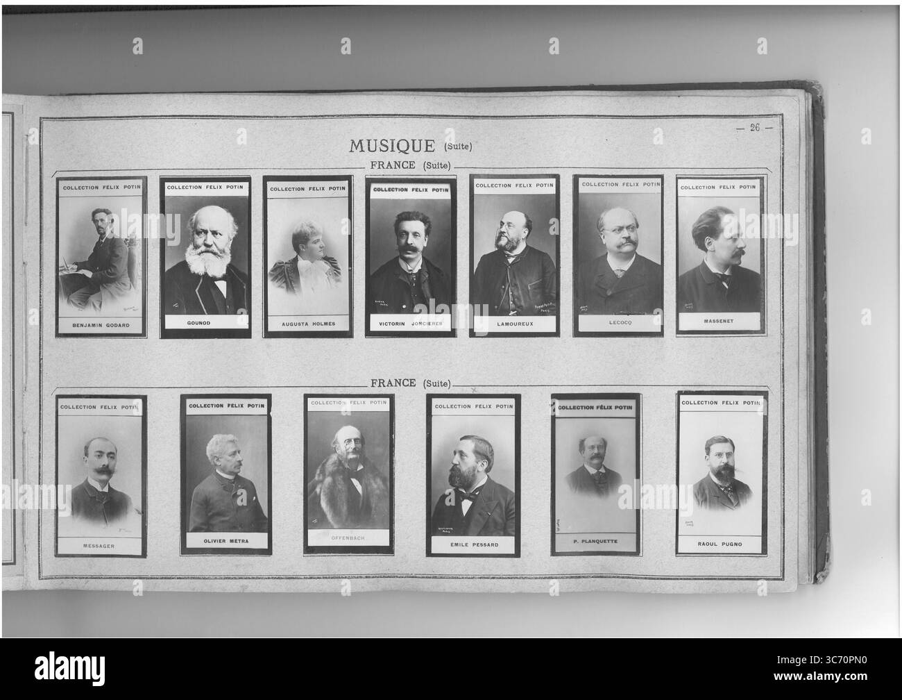 COLLEZIONE FELIX POTIN MUSIQUE (prima fila l-r) FRANCIA: Godard (Benjamin) 1849-1895 - Gounod (Charles) 1818-1893 1850 - Holmes (Augusta) 1850-1902 1852 - Joncieres (Victorien) 1839-1903 - Lamoureux (Charles) 1834-1899 - Lecocq (Charles) 1832 - Massenet (Jules) 1842 (ultima fila l-r) FRANCIA: Messager (Andre) 1853 - Metra (Olivier) 1830-1889 - Offenet (1843 - Pessbach - 1819-1880 Foto Stock