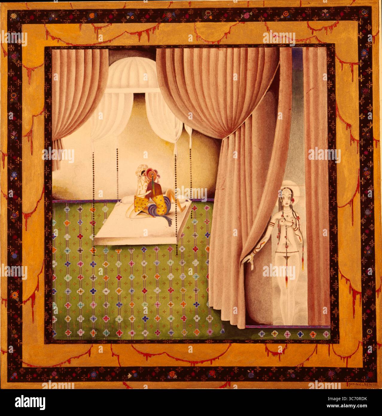 Illustrations of the Arabian Nights di Kay Neilson, c.1911 The Book of One Thousand One Nights è un'opera letteraria medievale mediorientale. In inglese è anche conosciuto come il Libro delle mille notti e una notte (una traduzione letterale dell'arabo), le mille e una notte, le 1001 notti arabe o le notti arabe. Consiste in un certo numero di storie che Shahrazad (Shahrazade, o Shahrastini in persiano) racconta a suo marito. ©TopFoto Foto Stock