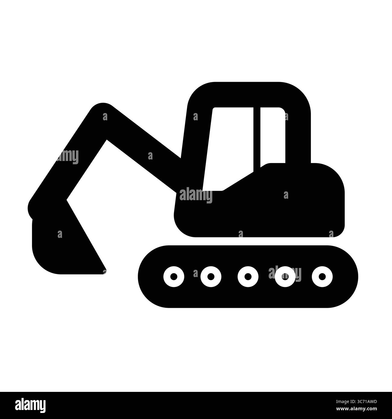Un'elegante silhouette nera di una macchina da escavatore che mostra le sue potenti capacità di progettazione e costruzione, perfetta per progetti di settore A. Illustrazione Vettoriale