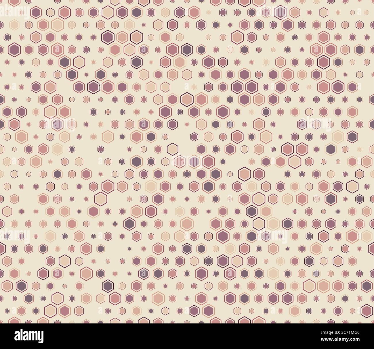 Sfondo mosaico astratto. Elementi geometrici multicolori di varie dimensioni. Audaci esagoni arrotondati motivo a mosaico con celle piene interne. Illustrazione Vettoriale