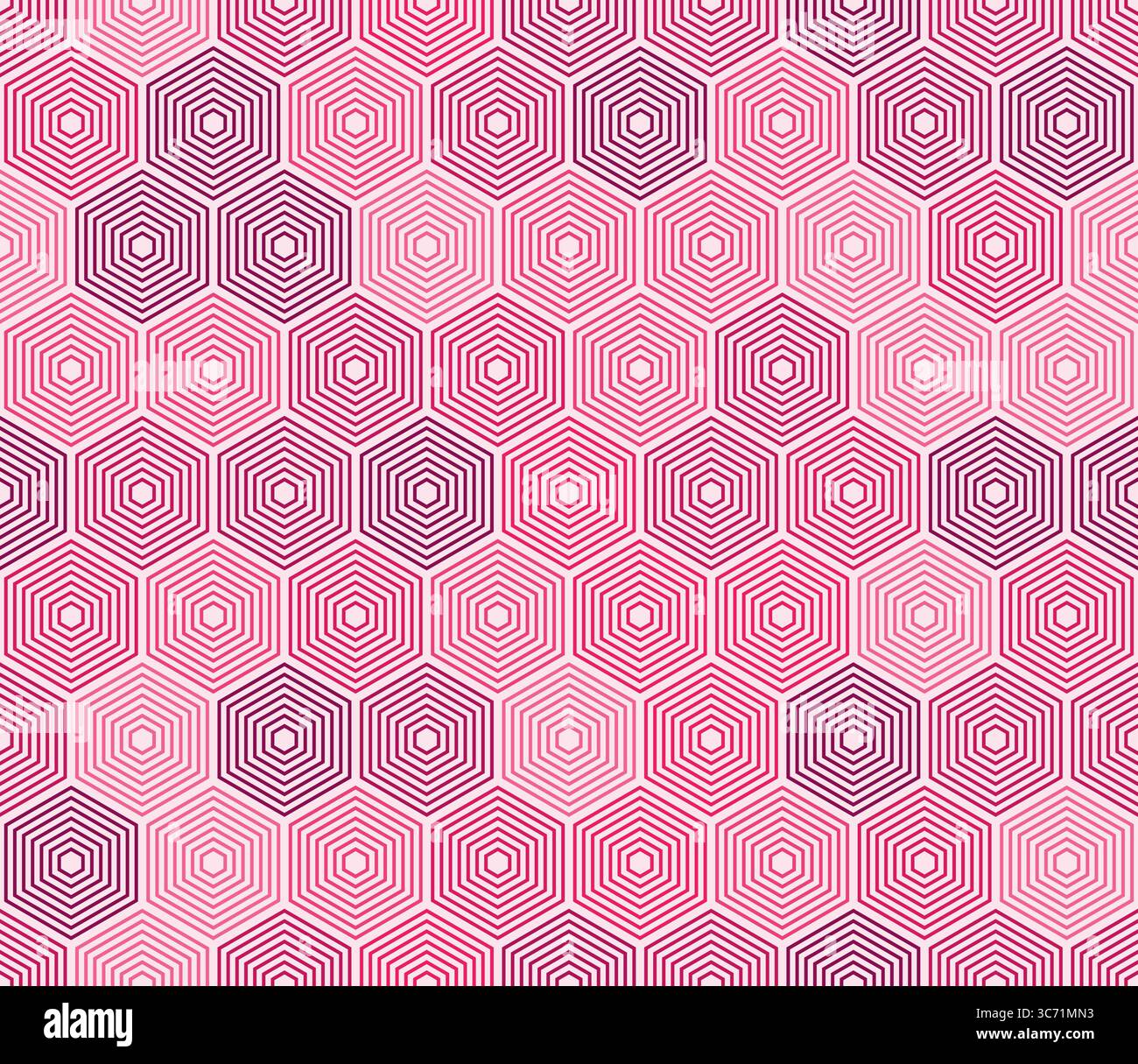 Schema esagonale. Esagoni impilati modello a mosaico. Tonalità di colore rosa. Celle esagonali. Design senza cuciture. Illustrazione vettoriale Tileable. Illustrazione Vettoriale