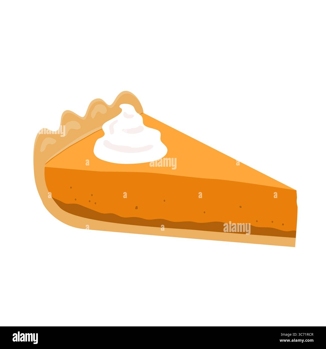 Torta di zucca fetta con panna. Simbolo dei dessert autunnali e autunnali. Giornata nazionale del Cheesecake di zucca. Illustrazione vettoriale. Illustrazione Vettoriale