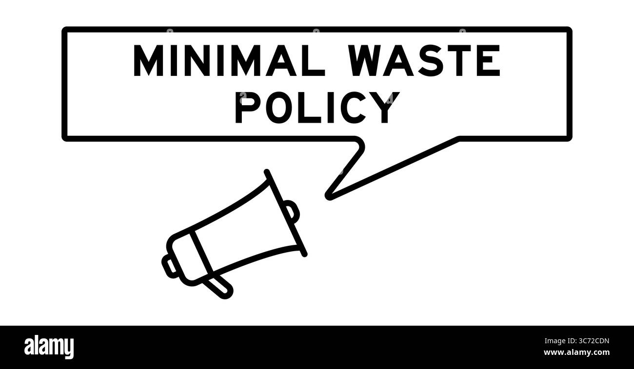 Icona megafono con bolla vocale in parola politica di spreco minimo su sfondo bianco Foto Stock