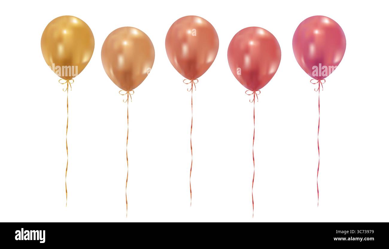 Palloncini isolati colorati galleggianti su uno sfondo bianco. Adatto per feste, feste o feste. Illustrazione Vettoriale