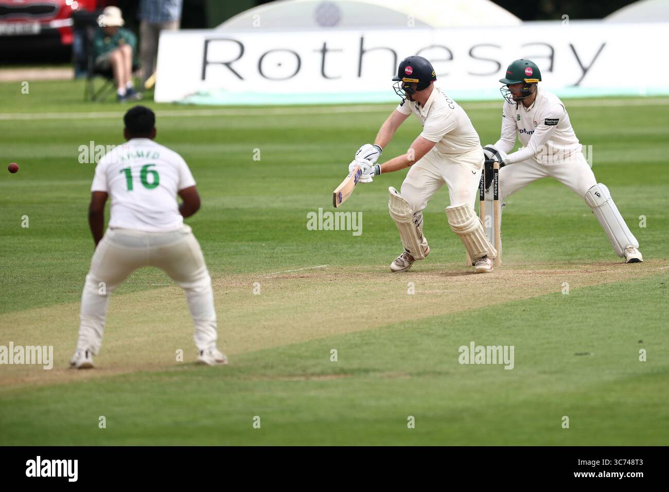 Regno Unito, Canterbury, The Spitfire County Ground, 1 agosto 2025, durante la finale del Rothesay County Championship Division 2 match tra Kent CCC e Leicestershire CCC a County Ground Canterbury il 1 agosto 2025 Foto Stock