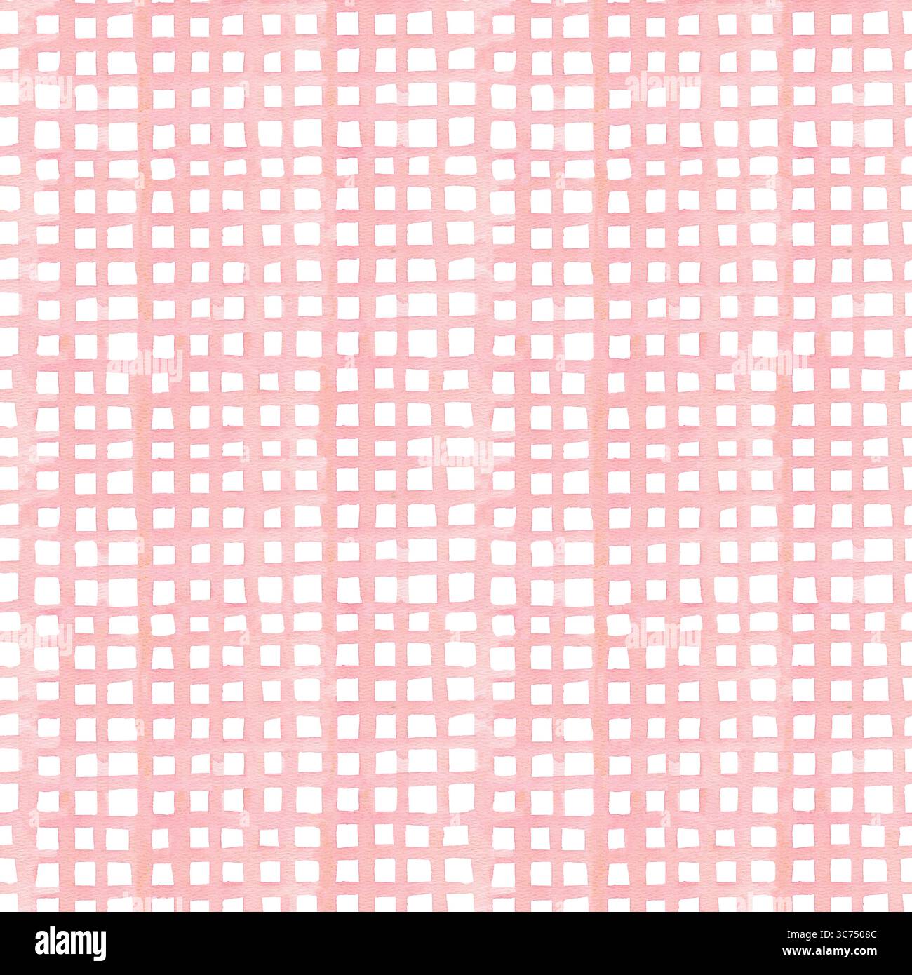 Acquerello disegnato a mano motivo senza cuciture di rosa a scacchi, perfetto per il confezionamento di alimenti, il marchio biologico, stampe da cucina, mangiare sano, vegetariano Foto Stock