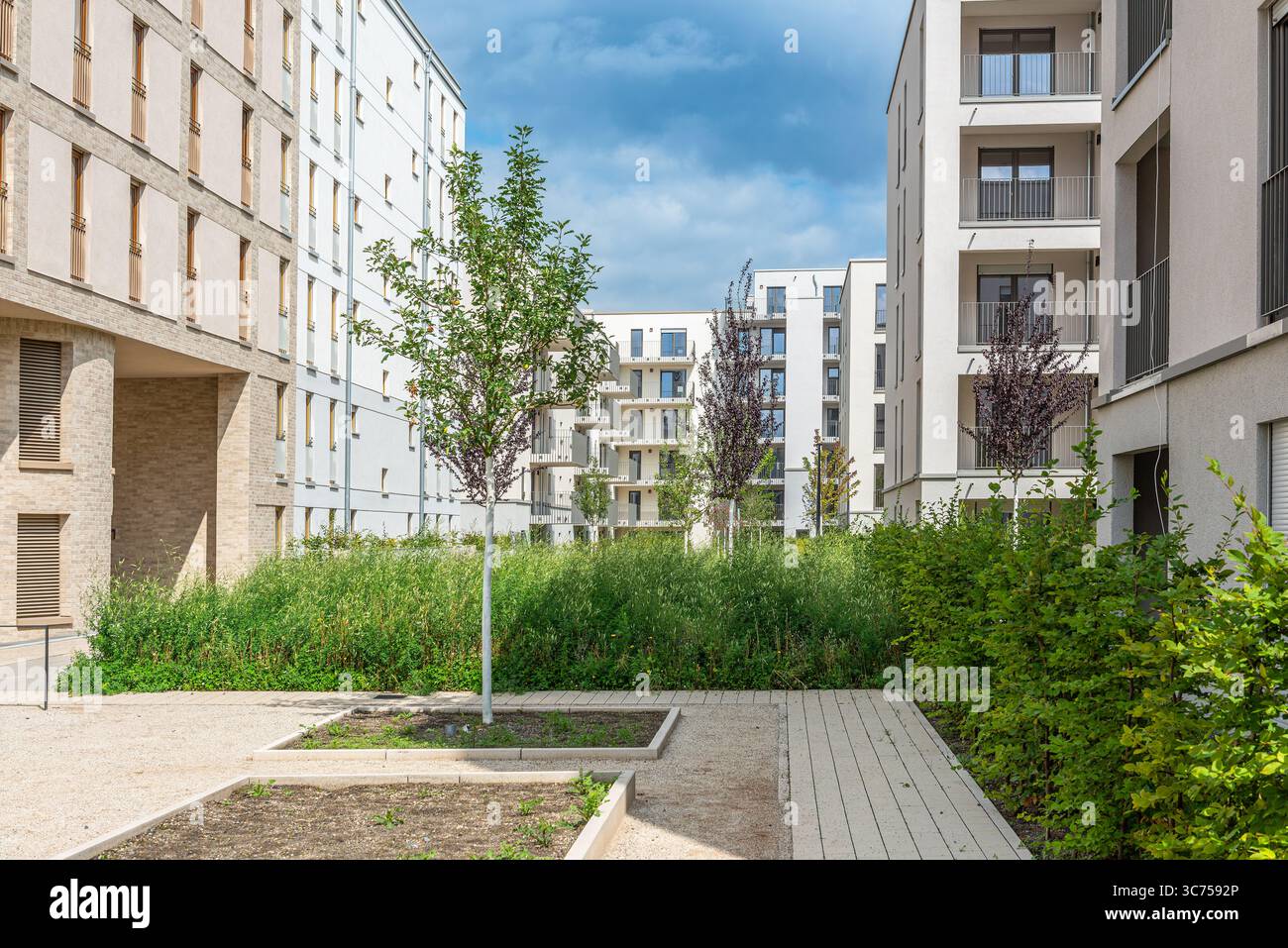 Edifici nella nuova zona residenziale di Francoforte-Bockenheim, Assia, Germania Foto Stock