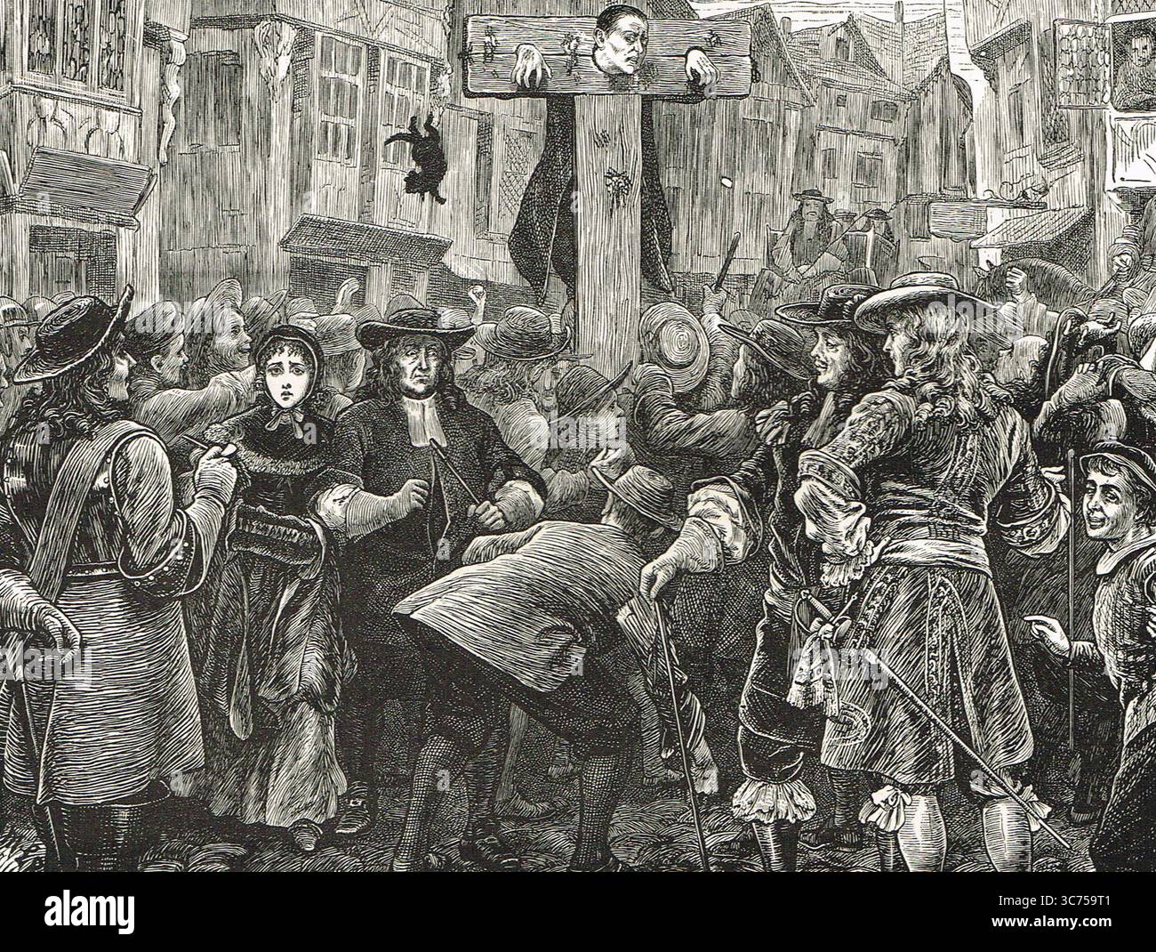 Titus Oates nella Fleet St Pillory, 1685 Foto Stock