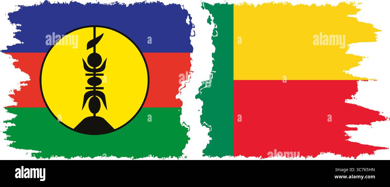 Benin e nuova Caledonia grunge bandiere connessione, vettore Illustrazione Vettoriale