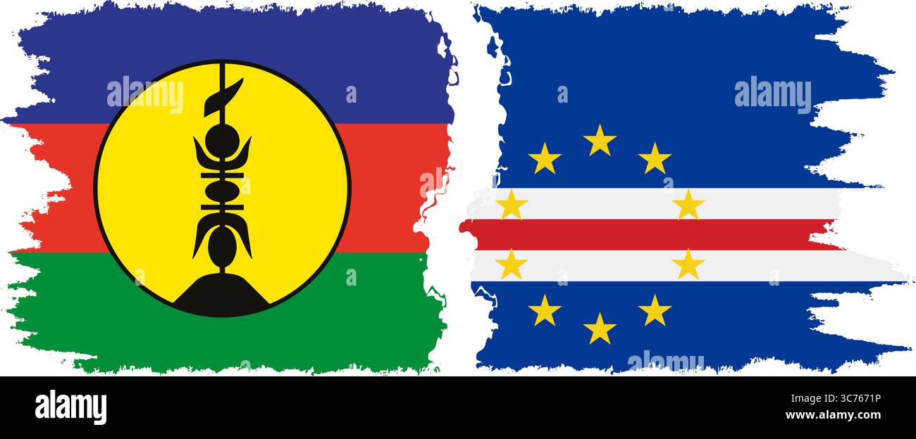 Cape Verde e nuova Caledonia grunge flag Connection, vettore Illustrazione Vettoriale