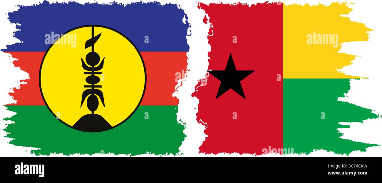 Guinea Bissau e nuova Caledonia grunge bandiere connessione, vettore Illustrazione Vettoriale
