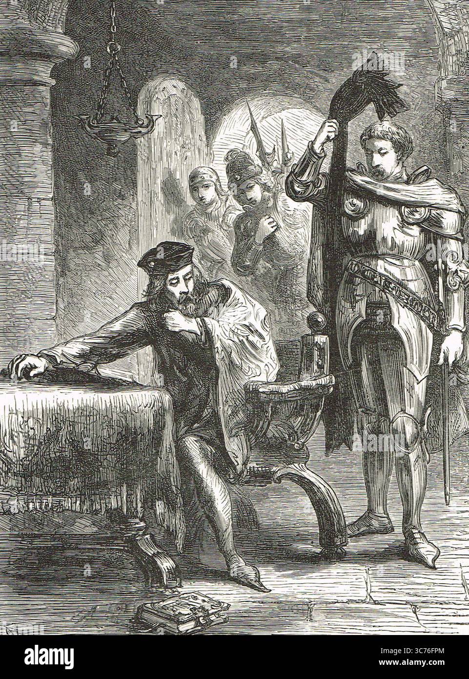 Richard Neville, XVI conte di Warwick 'il Kingmaker', in visita a re Enrico vi nella Torre di Londra, 1470 Foto Stock