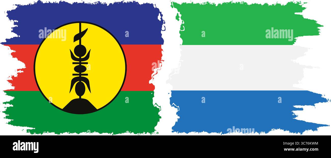 Sierra Leone e nuova Caledonia grunge bandiere connessione, vettore Illustrazione Vettoriale
