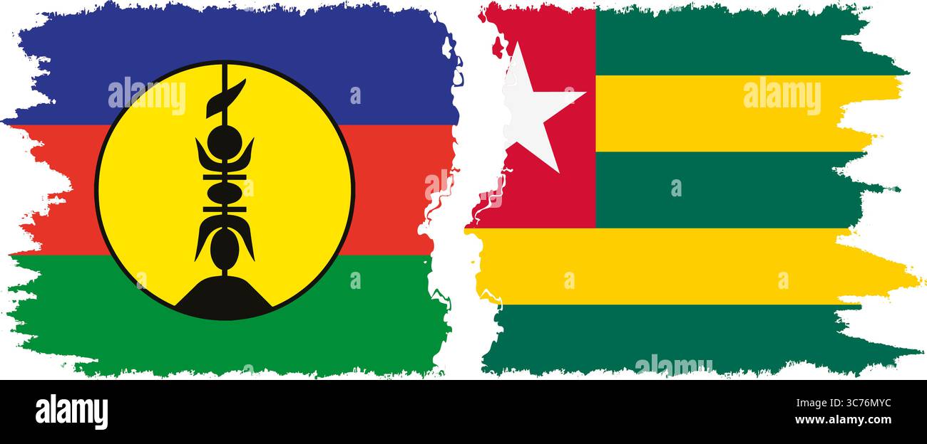 Togo e nuova Caledonia grunge bandiere connessione, vettore Illustrazione Vettoriale