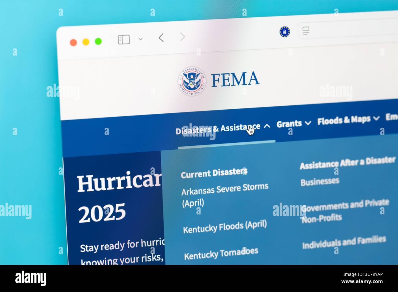 Ostersund, Svezia - 30 luglio 2025: FEMA il sito web dell'Agenzia federale per la gestione delle emergenze. Foto Stock Ostersund, Svezia - 30 luglio 2025: FEMA il sito web dell'Agenzia federale per la gestione delle emergenze. Foto Stock