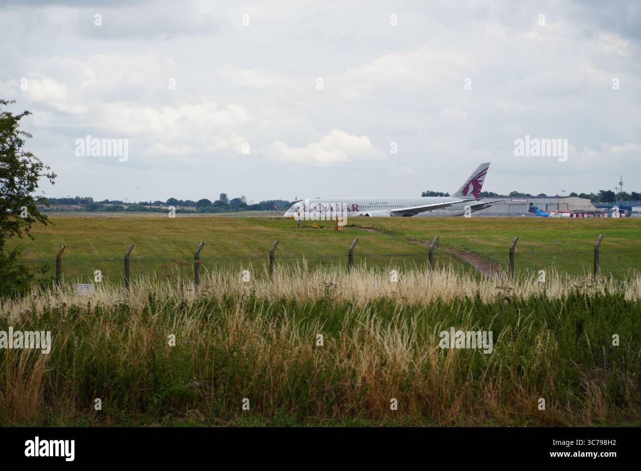 Qatar Airways Boeing 787 - Aeroporto Internazionale di Birmingham Foto Stock