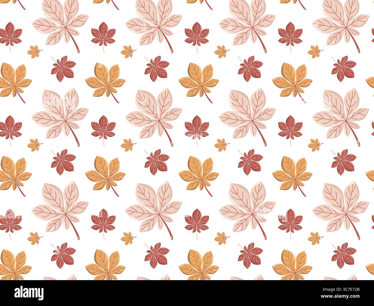 Motivo autunnale senza cuciture con foglie di castagno rosse, gialle e beige. Autunno caldo. Sfondo fogliame vettoriale. Illustrazione Vettoriale