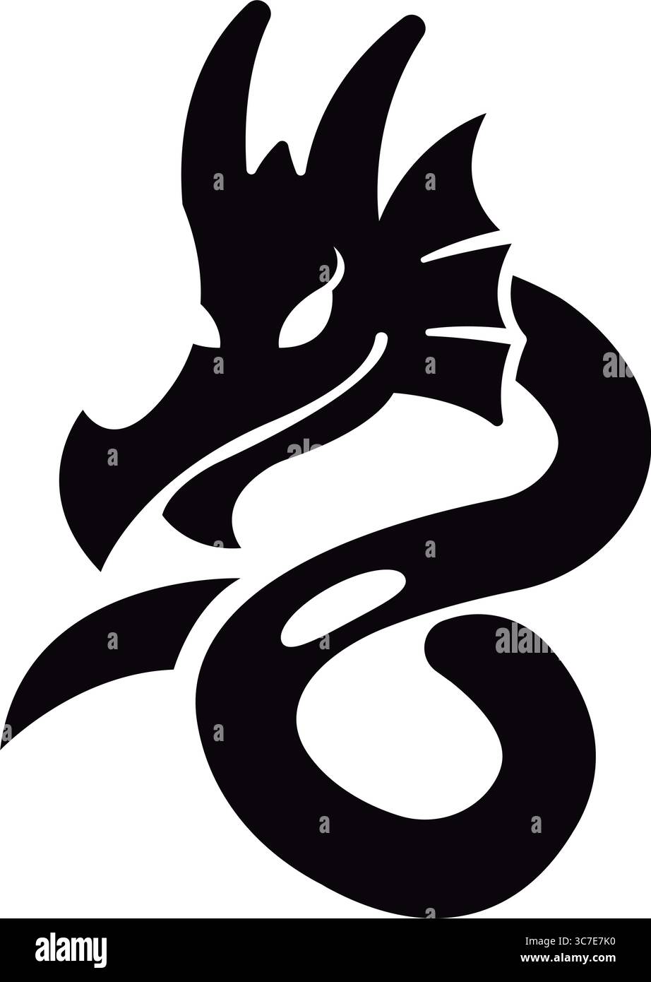 Icona della curva della testa del drago. Vettore Illustrazione Vettoriale