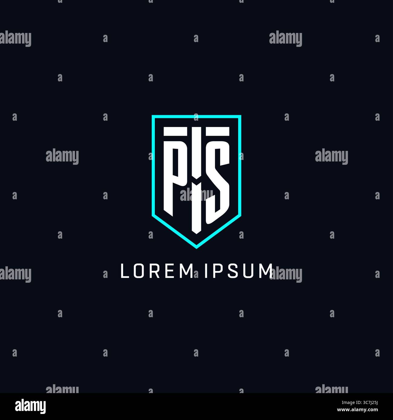 Logo Monogram PS forma a scudo stile geometrico con grafica vettoriale del logo iniziale semplice e creativa Illustrazione Vettoriale