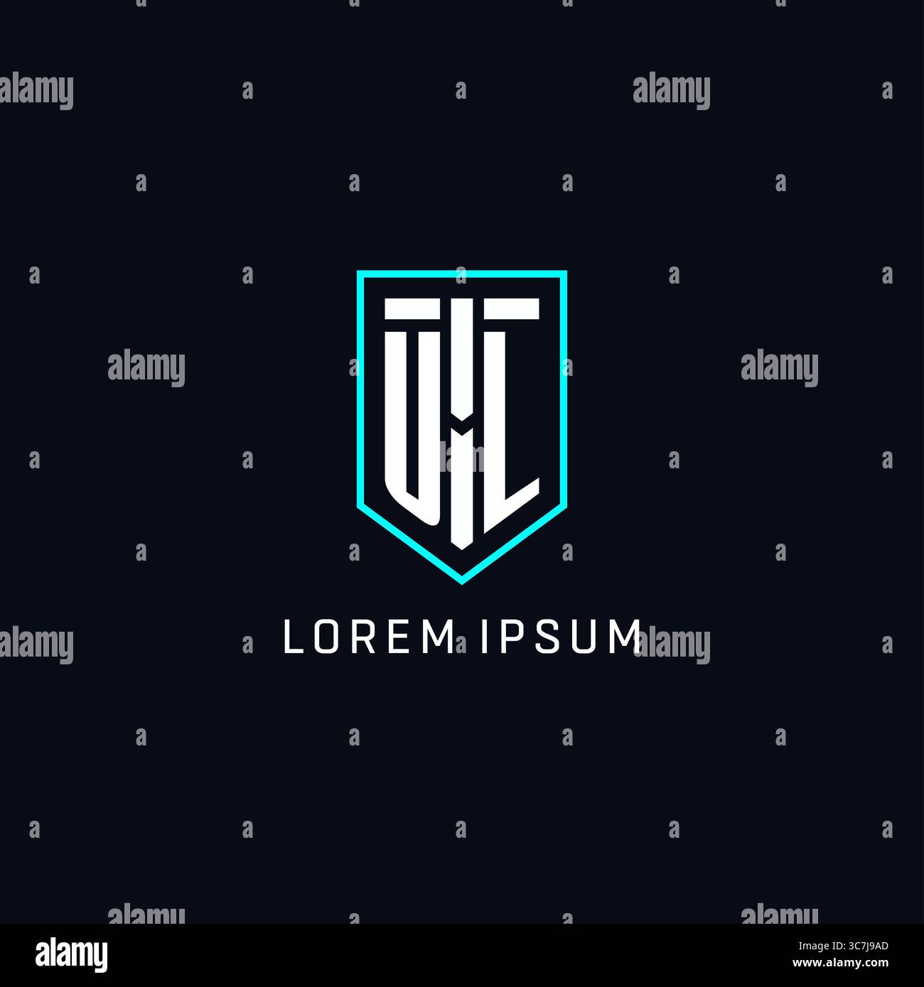 Logo UL monogramma forma a scudo stile geometrico con design originale semplice e creativo del logo grafica vettoriale Illustrazione Vettoriale