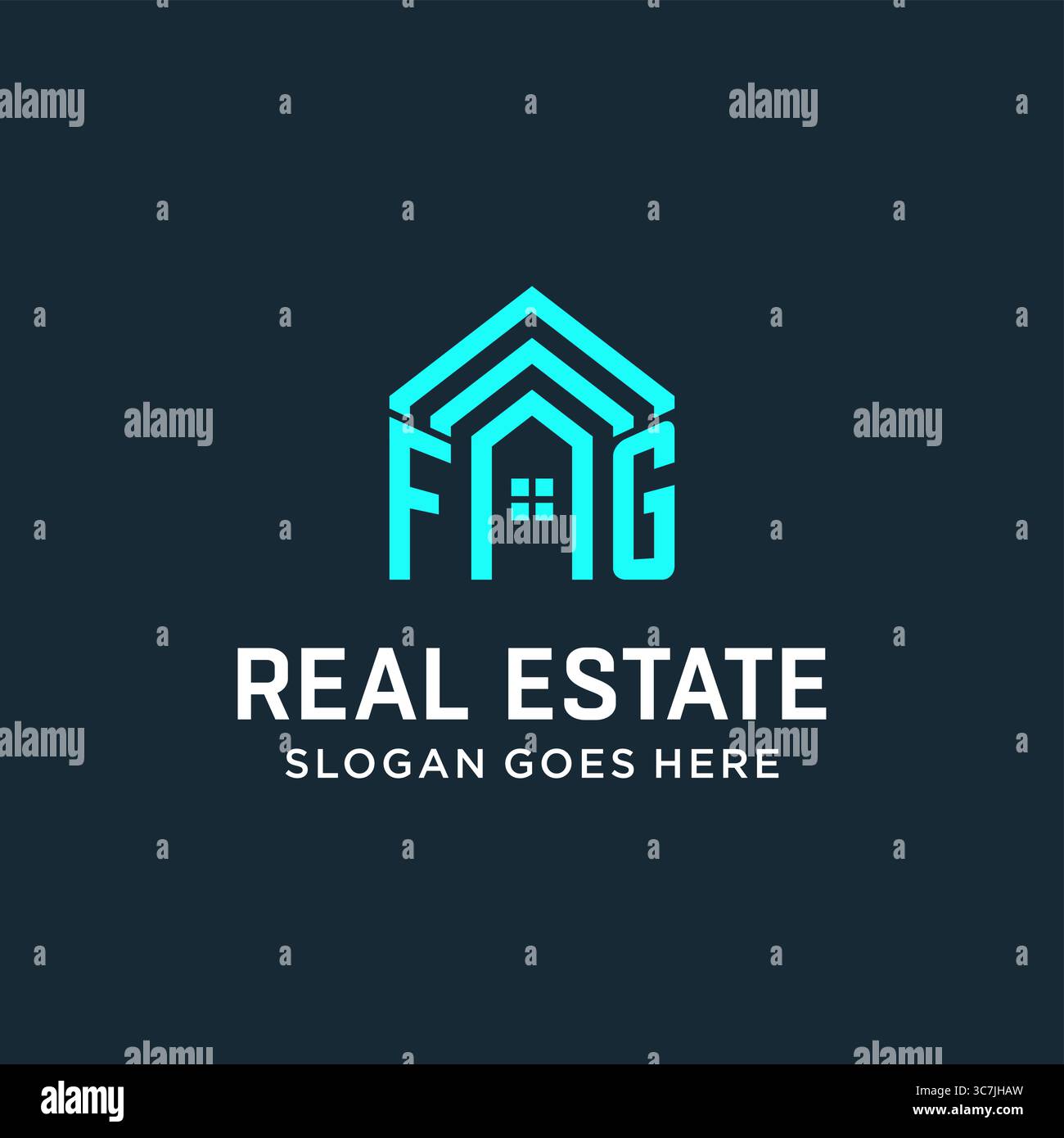 Lettera iniziale del logo del tetto FG con grafica vettoriale creativa e moderna in stile logo Illustrazione Vettoriale