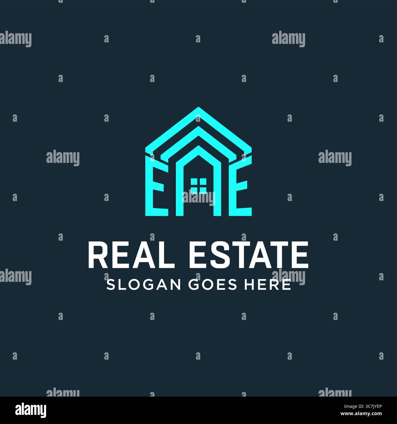 Lettera iniziale del logo EE del tetto con grafica vettoriale creativa e moderna in stile logo Illustrazione Vettoriale