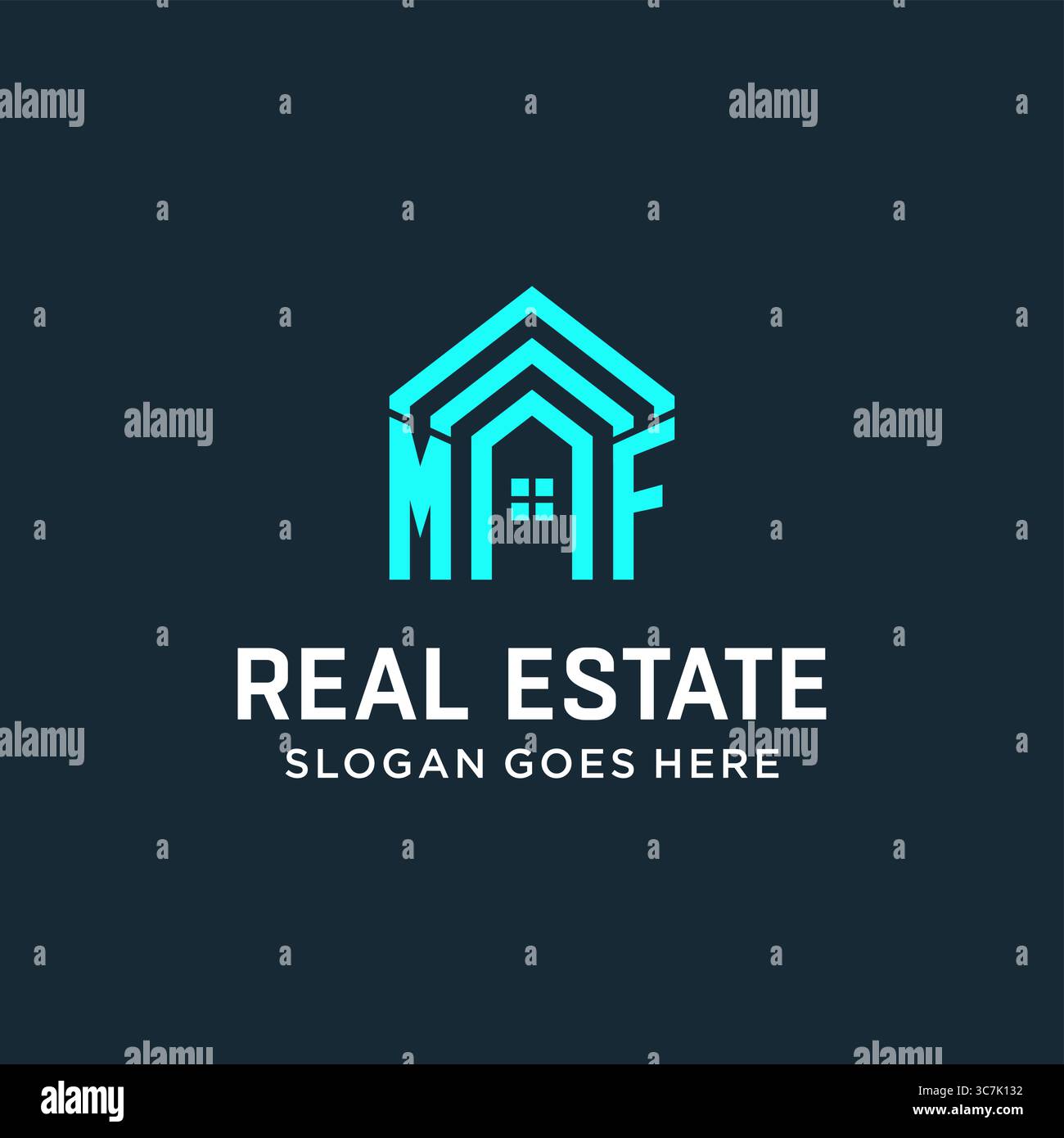 Lettera iniziale del logo MF del tetto con grafica vettoriale creativa e moderna in stile logo Illustrazione Vettoriale